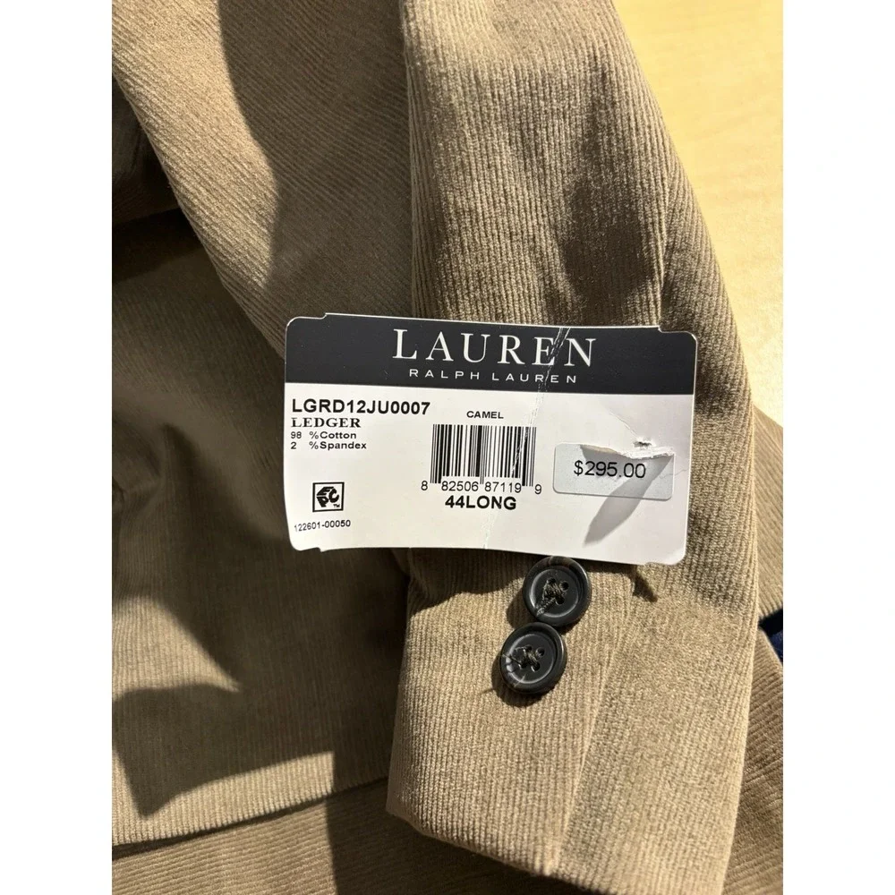 Lauren Ralph Lauren‎ Ultraflex Corduroy Sport Coat Blazer Brown 44L